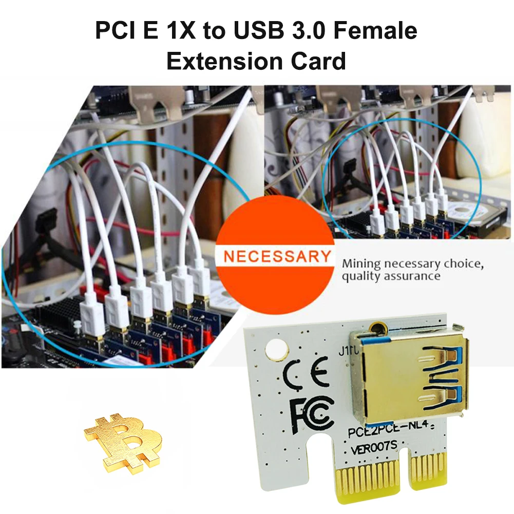 PCI-E 1X to 16X Graphics Card Replacement Video Card Adapter Extender for Mining  BTC Miner Parts