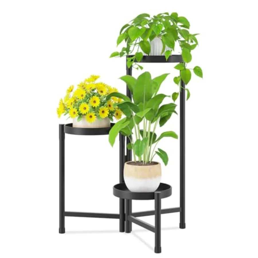 

Подставка для растений в помещении и на открытом воздухе, 3-х уровневый угловой металлический держатель для цветов, полка, простая сборка, складная высокая стойка для орхидей f