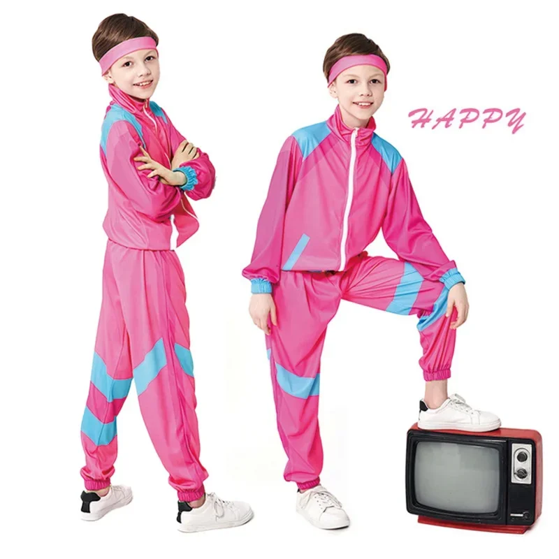 Uniforme de cosplay d'Hiphelicopter pour enfants, survêtement de danse pour enfants, garçons et filles, rétro des années 70, rock, disco, fête d'Halloween, olympiques de scène, Mn7