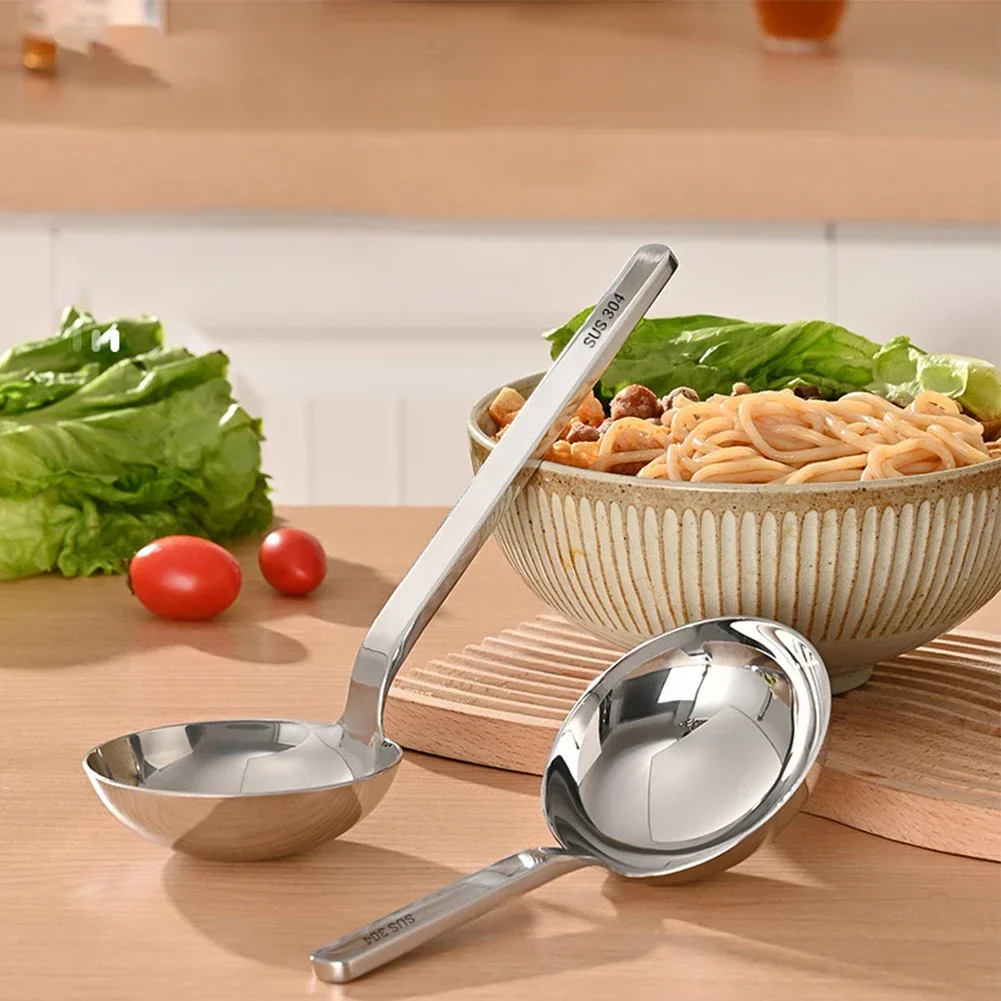 304 Stainless Steel Enhanced Thickened Large Head Spoon Stainless Steel Spoon Sturdy Rust-Resistant Superior Quality Tools