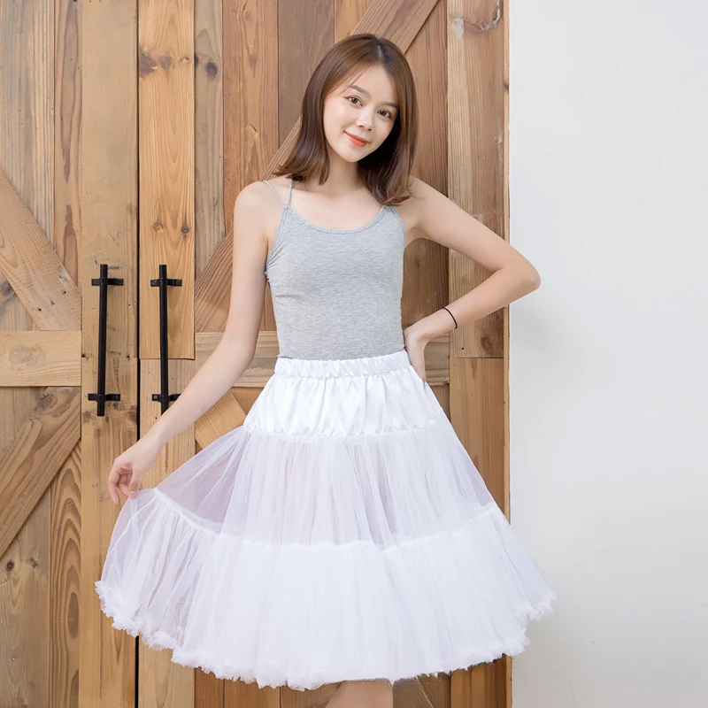 Adult Layered Tulle & Gauze Petticoat - Elastic Waist Mesh Crinoline Underskirt with Fluffy Puffy Layers Burlesque Costumes,