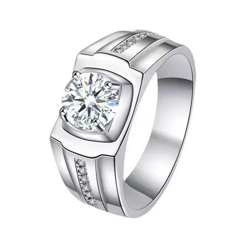 1ct Moissanite Men Ring for Marriage with Certificate 100% Passed Diamond Test S925 Silver Jewelry Ring Gift