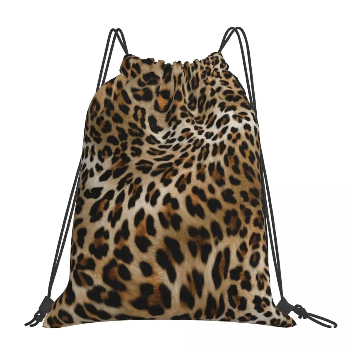 Mochila con patrón de leopardo para estudiantes, bolso deportivo multifunción con cordón, portátil, de viaje