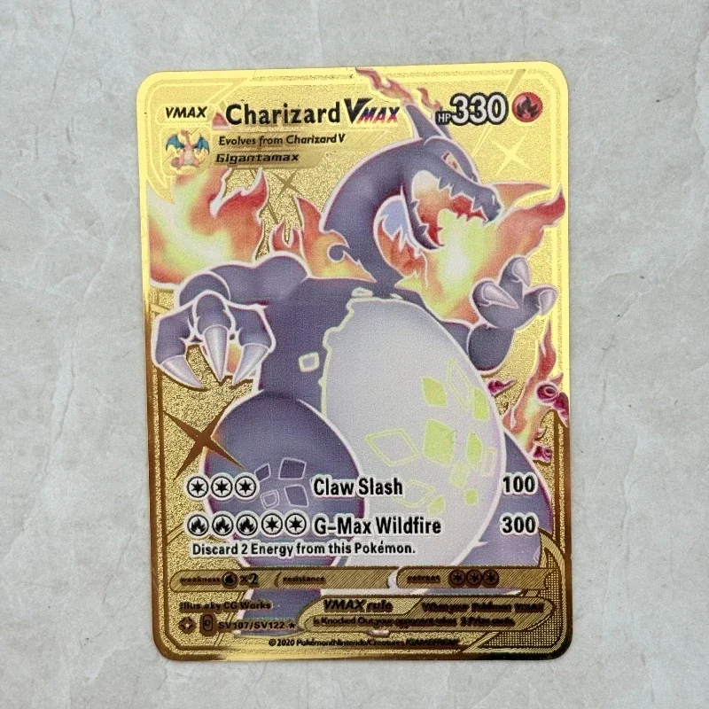 2026 NEW Pokemon Metal Card 10000 Points Arceus Charizard Super Card Golden English Mewtwo Vmax GX EX Anime Collection Card Gift view 4
