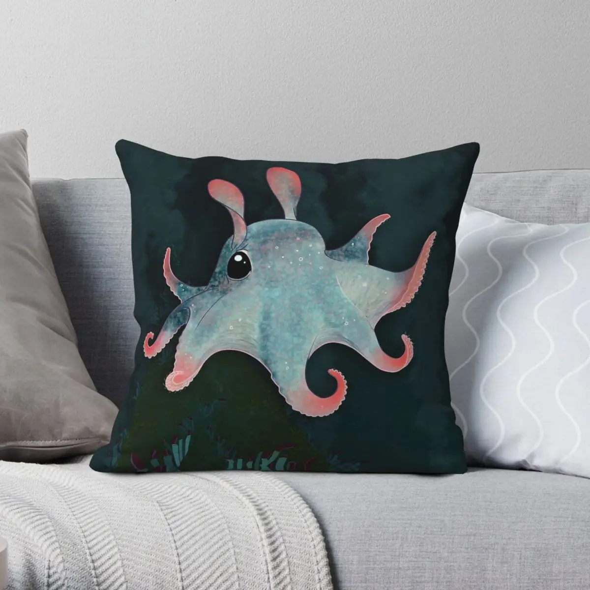 Dumbo Octopus Square Pillowcase Polyester Linen Velvet Pattern Zip Decorative Bed Cushion Cover 18