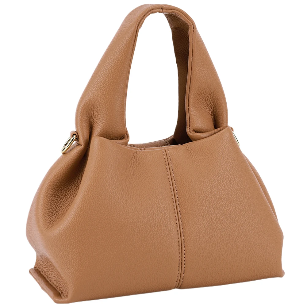 Soft Cloud Bag Solid Color Fashion Handbag with Removable Strap Tote Shoulder Bag PU Leather Top Handle Bag for Women