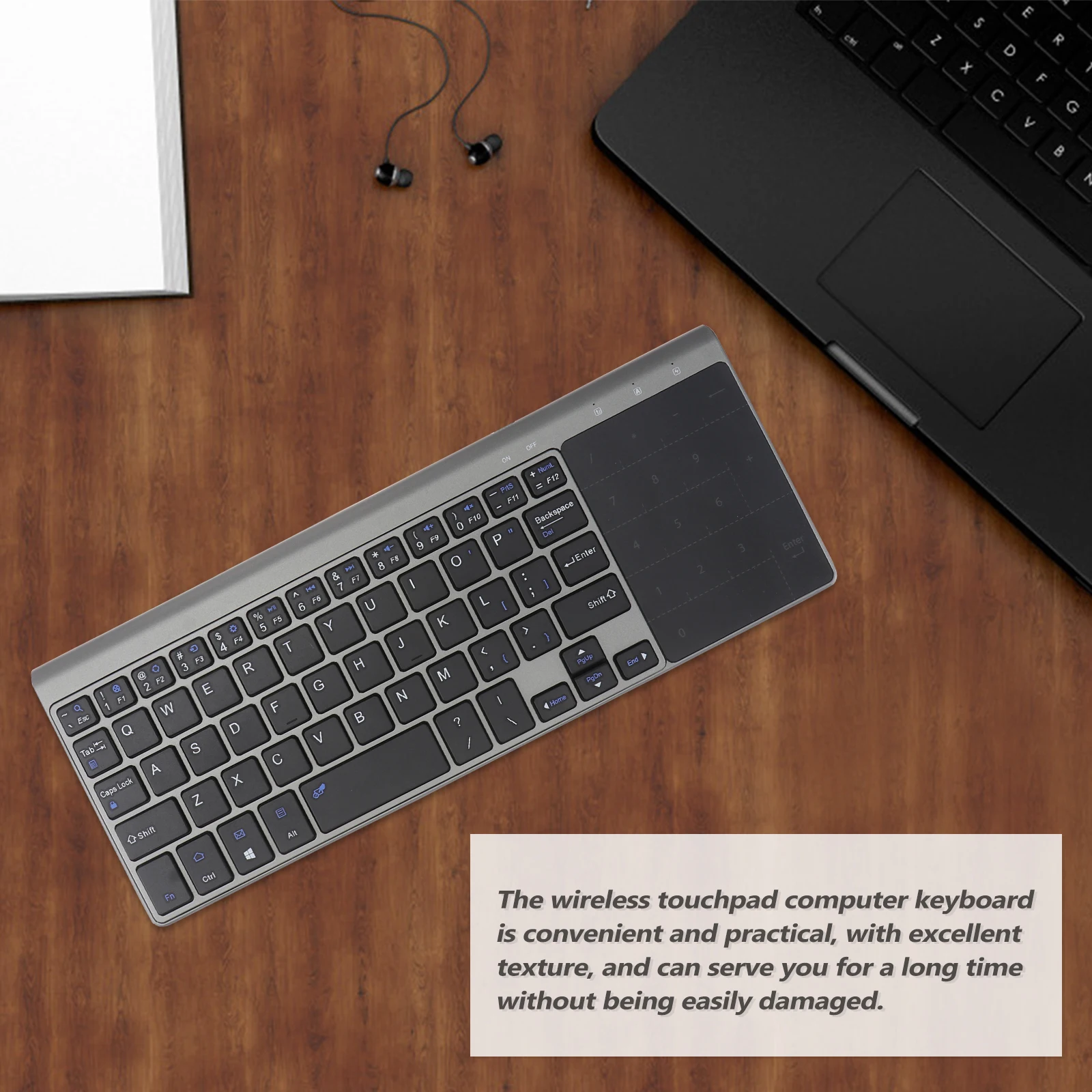 

Wireless Keyboard 2.4Ghz Touchpad Ultrathin Portable Laptop Computer Silent Compact Office Work Gaming Accessory