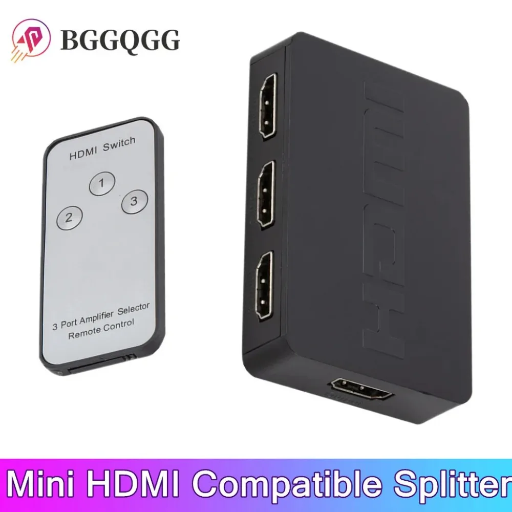 BGGQGG 3 Port HDMI-compatible Splitter Hub Box Auto Switch Remote Control 3 In 1 Out Switcher Hd 1080P For Hdtv Xbox360 Ps3