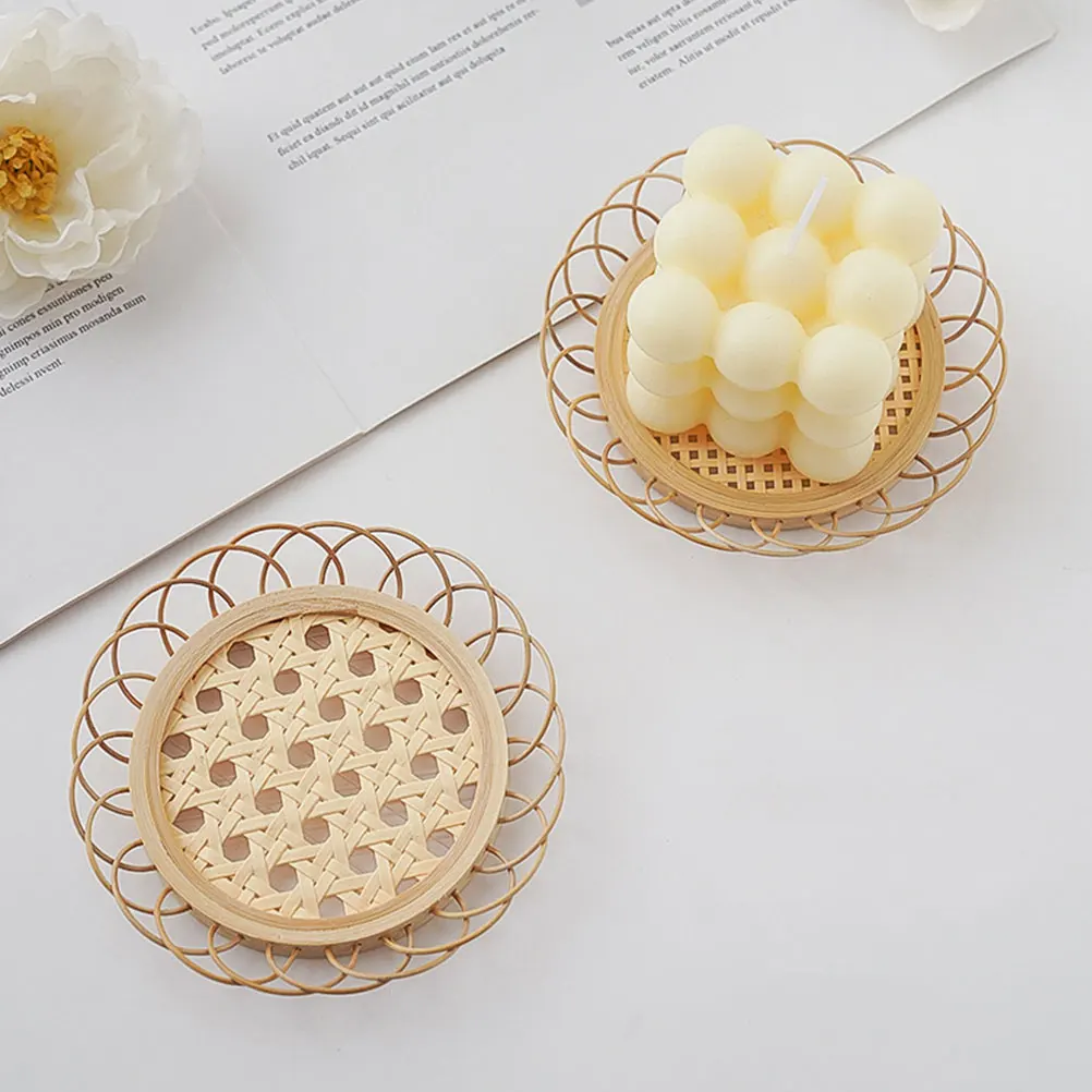 

3Pcs Bamboo Coasters Woven Heat Insulated Pads for Kitchen Table Cup Mat Non-Slip Drink Coaster Decorative Placemat