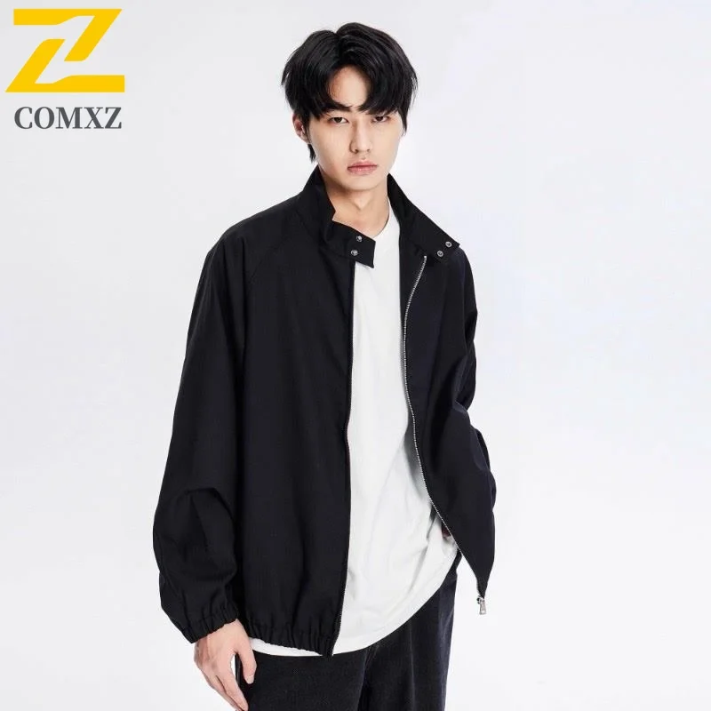 

COMXZ Мужская уличная куртка Повседневная куртка с воротником-стойкой Велосипедное легкое пальто Сплошной цвет Дорожные ветрозащитные осенние мотоциклетные куртки