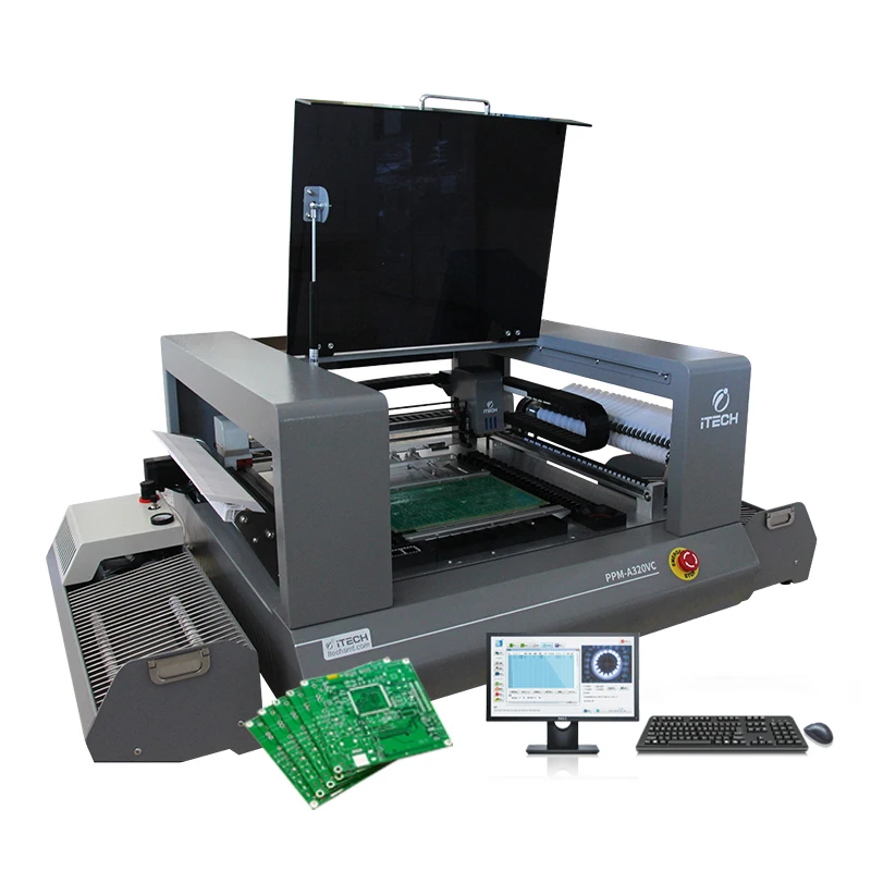 Desktop SMT Pick and Place Machine PPM-A320VC 2 Heads with Safety Cover Automatic PCB Placement Machine For LED PCB Production