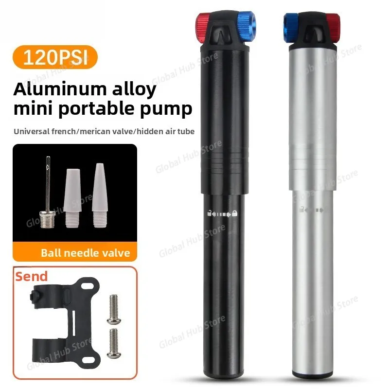 

Bicycle Mini Air Pump, Portable American and French Nozzle Air Pump for Mountain Road Bikes, Hand-pushed Air Pump