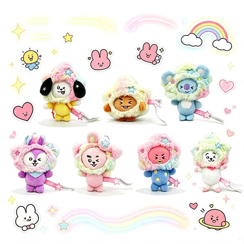 Cartoon Kpop Bag Charm BT-21 Galaxy Series Keychain 10cm Key Ring Pendants Car Bag Ornament Bag Accessory