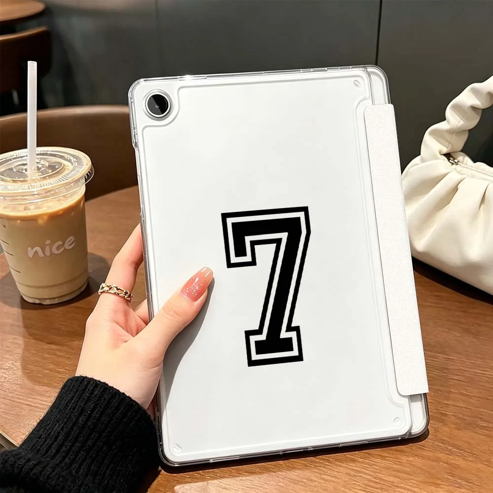 Number 10 7 9 Jersey Case For Samsung Galaxy Tab A9 A8 A11 S6 S7 S8 S9 S10 FE Plus Lite Transparent Y-Shaped Folding Tablet