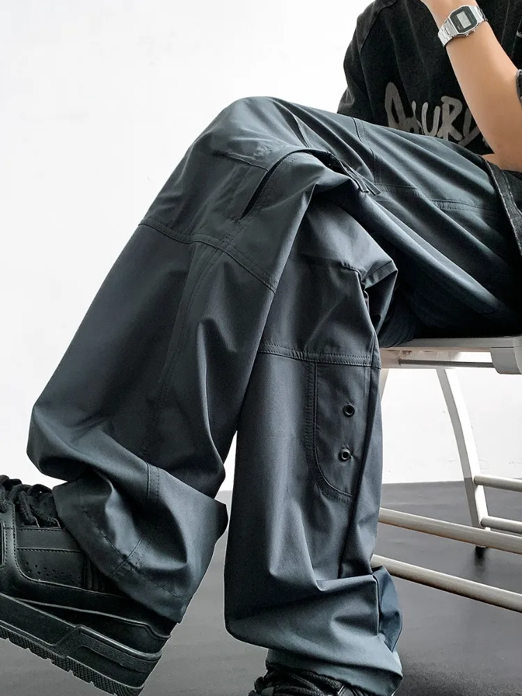 

Американские повседневные рабочие брюки, мужские тонкие прямые брюки, брюки для активного отдыха, брюки-парашюты, стильные и удобные брюки.