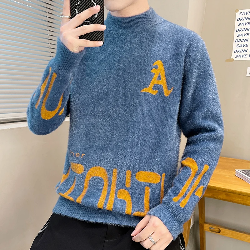 Odzież męska Bluza męska Casualowe swetry Męski sweter dla mężczyzn Wiosenna odzież uliczna Dzianina Jesienna moda Męska ciepła jednolita