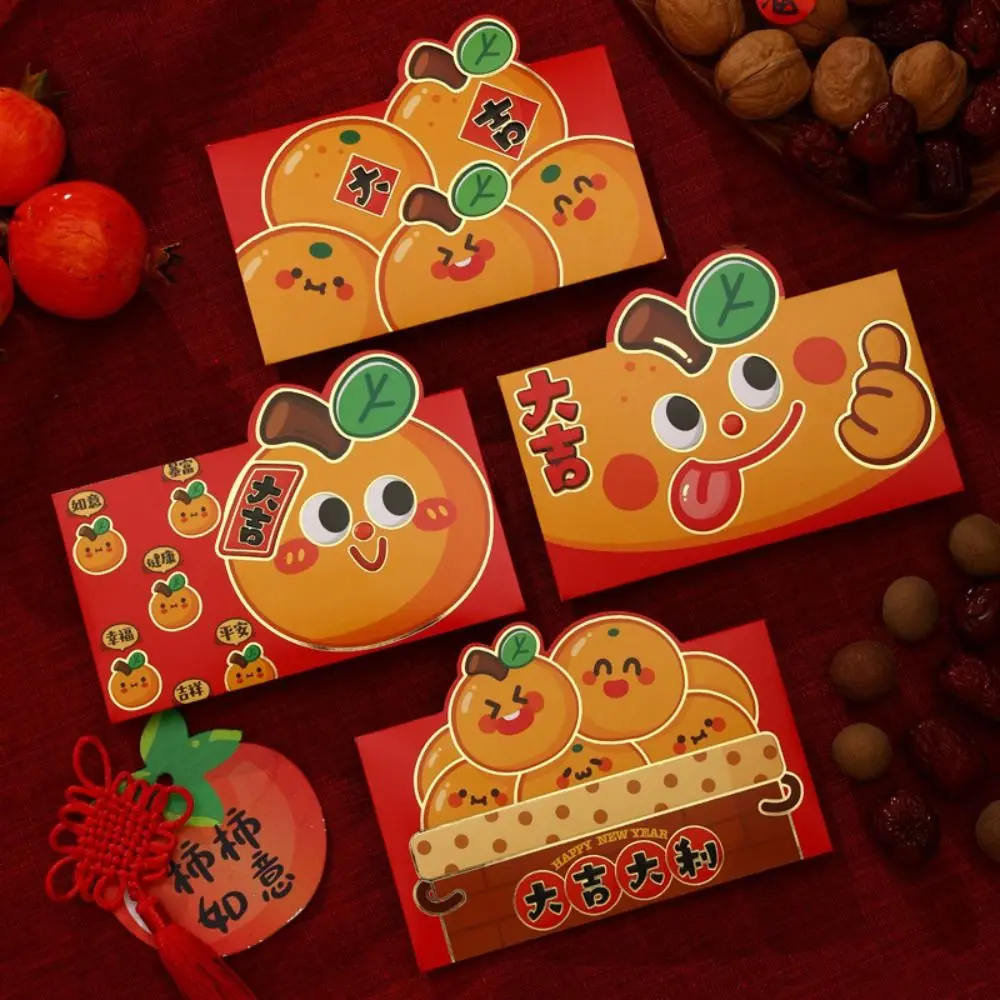 8Pcs Chinese 2025 Year Red Envelope Blessing Spring Festival 3D New Year Red Packet Cartoon Best Wishes Lucky Red Pockets