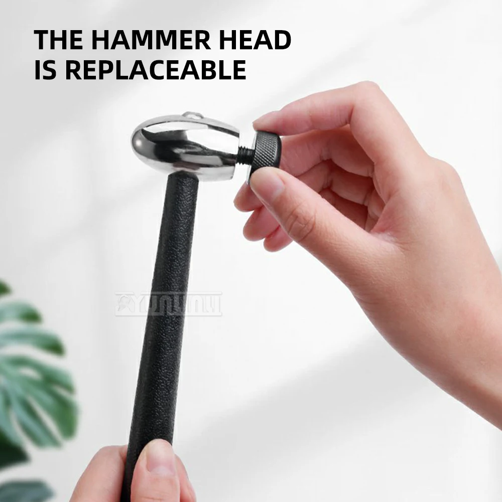 Martillo multifuncional de acero inoxidable para carpintería, joyería, cabeza redonda, herramienta de modelado de reparación de oro y plata de goma DIY