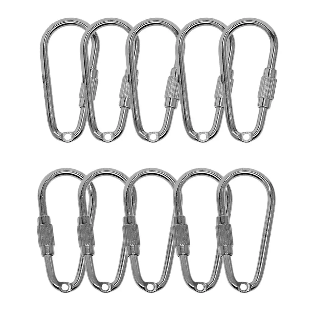 Screw Locking Carabiner Clasp Silver Key Ring Jewelry Findings Keychain Clip for Handmade DIY Supplies