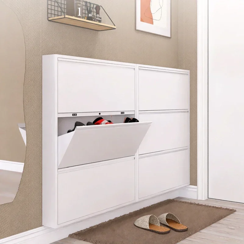 تصميمات رف الأحذية الأوروبي الفاخر متعدد الطبقات، خزانة أحذية ذات جودة عالية وعمودية ضيقة لتوفير المساحة