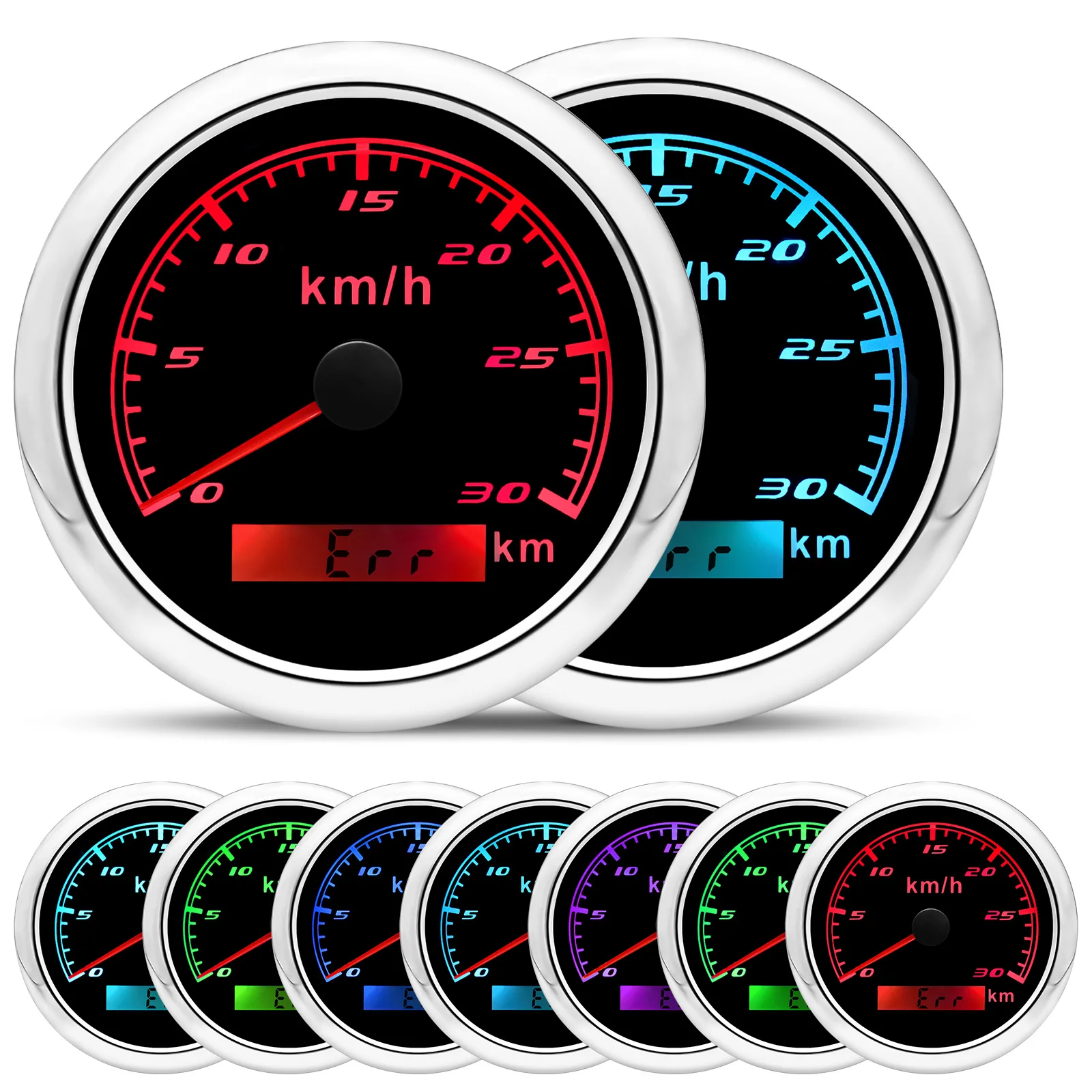 MH 85MM GPS Speedometer 7 Colors Backlight Boat Car Motorcycle Gauge 30km/h 60km/h 120km/h 200km/h Speed Waterproof Gauge Meter