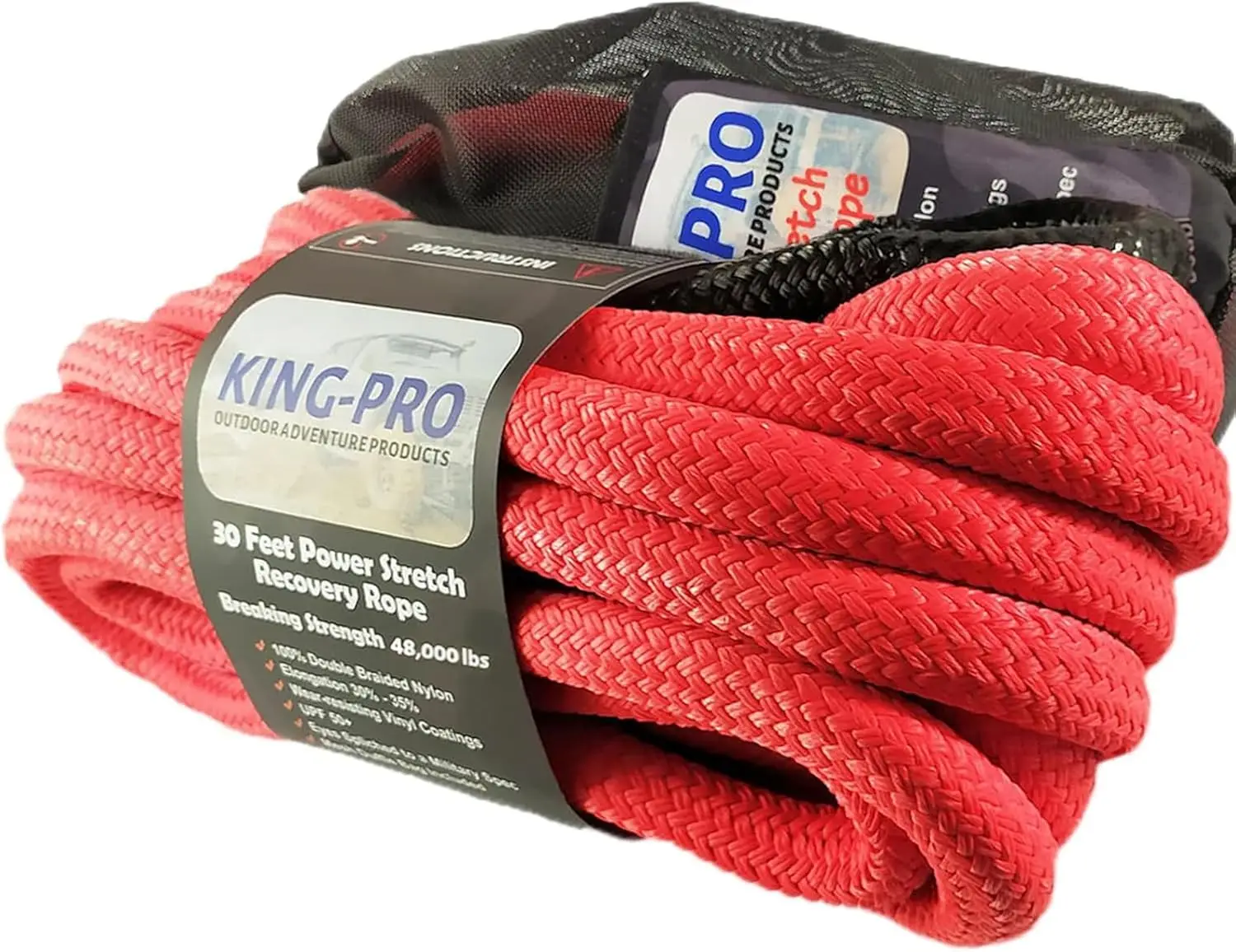 

Кинетический буксировочный трос 1"x30' (2,54м) с прочностью на разрыв 48 000 фунтов, сверхпрочный нейлоновый трос для бездорожья, для грузовиков и внедорожников (красный)