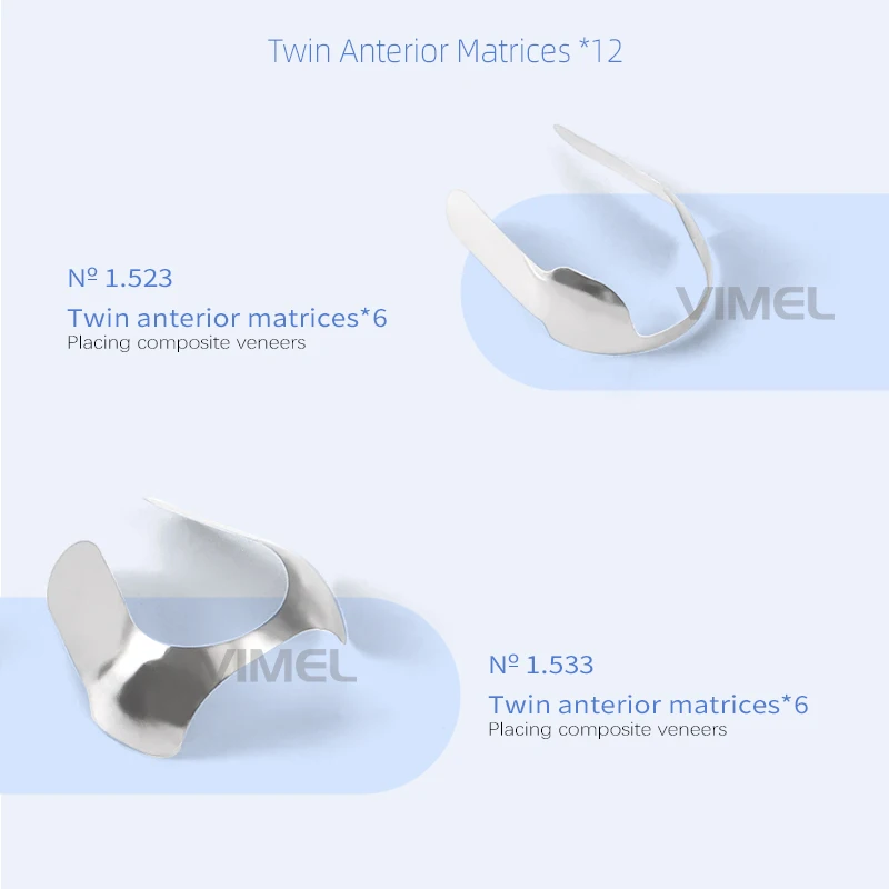 30 pz/set bande a matrice di strisce anteriori prossimali dentali in acciaio matrici sagomate sezionali ricarica materiali di restauro