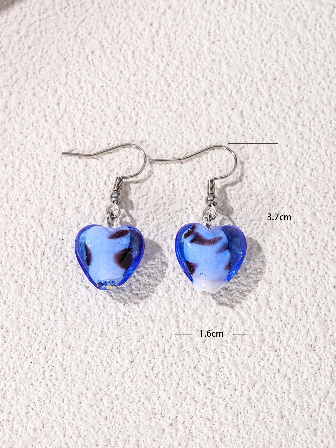 Yingwu Wholesale Fashion 6Pairs Handmade Murano Lampwork Glass Women\'s Heart stainless steel hook Earrings Female Jewelry