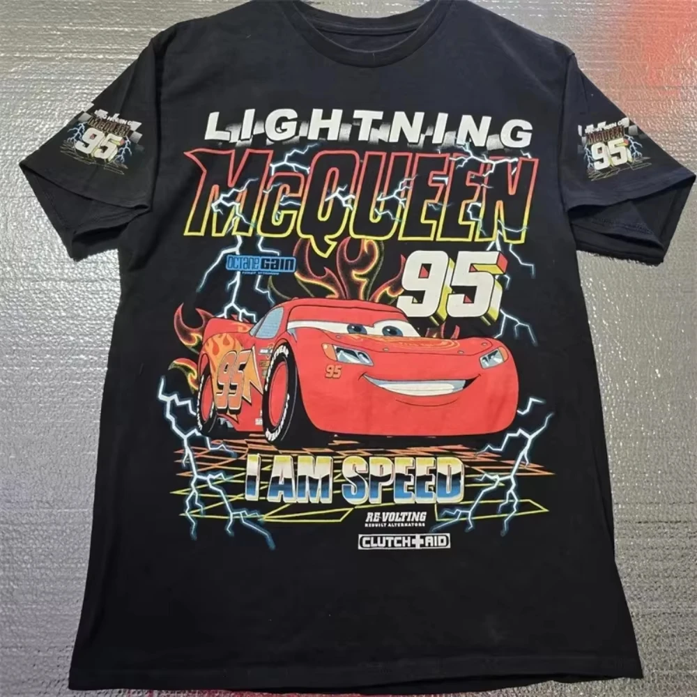 2025 الصيف موضة جديدة سيارة فيلم البرق ماكوين تي شيرت رجالي NASCAR بولد بيكسار سباق تي شيرت ريترو تي شيرت رجالي كبير