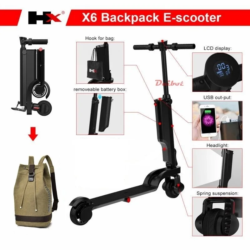 Daibot X6 Electric Kick Scooter Two Wheel Electric Scooters Shock Absorber/Suspension Portable E-scooter 36V For Adults