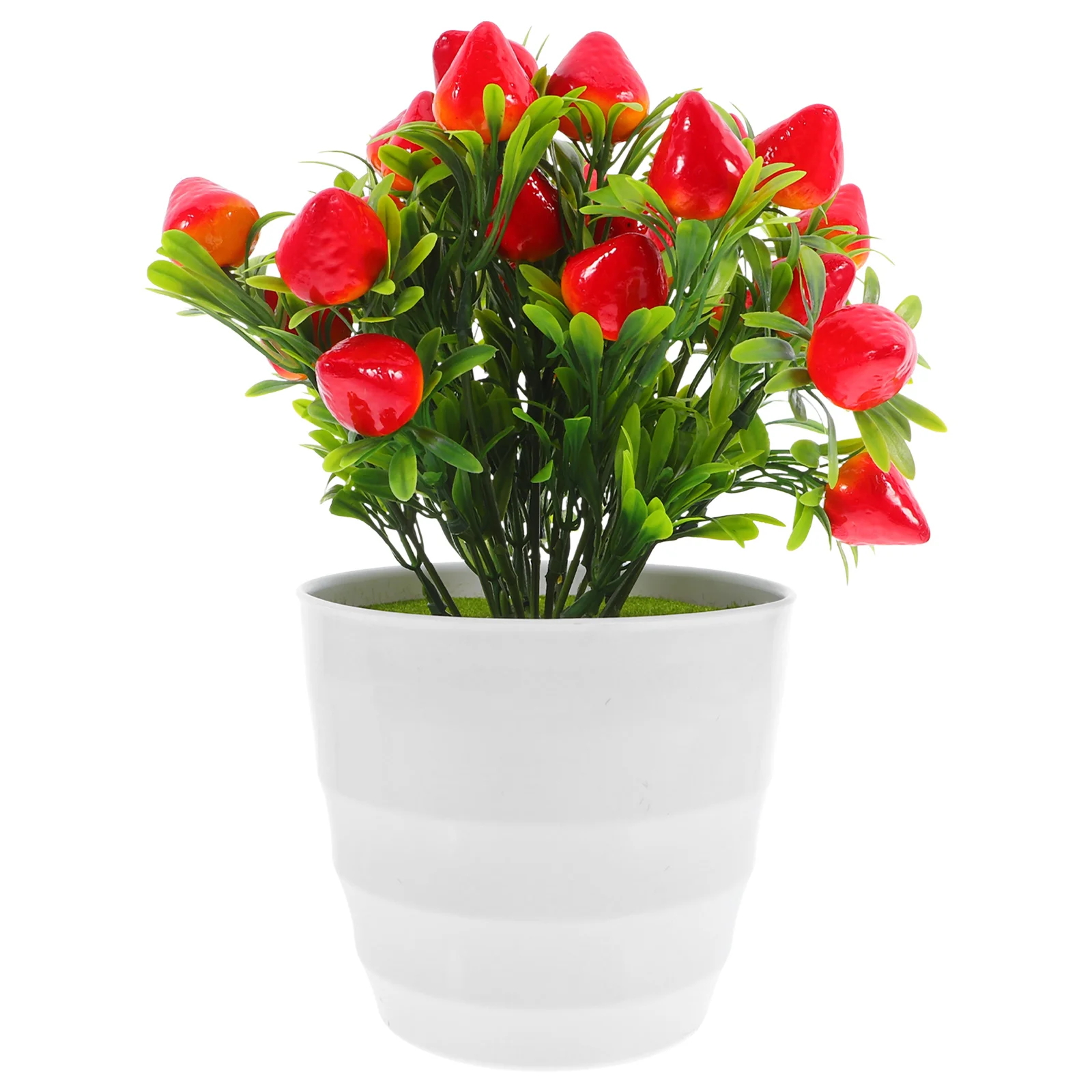

Artificial Strawberry Potted Plant Realistic Faux Fruit Bonsai Table Decor Home Office Kitchen Wedding Summer Event