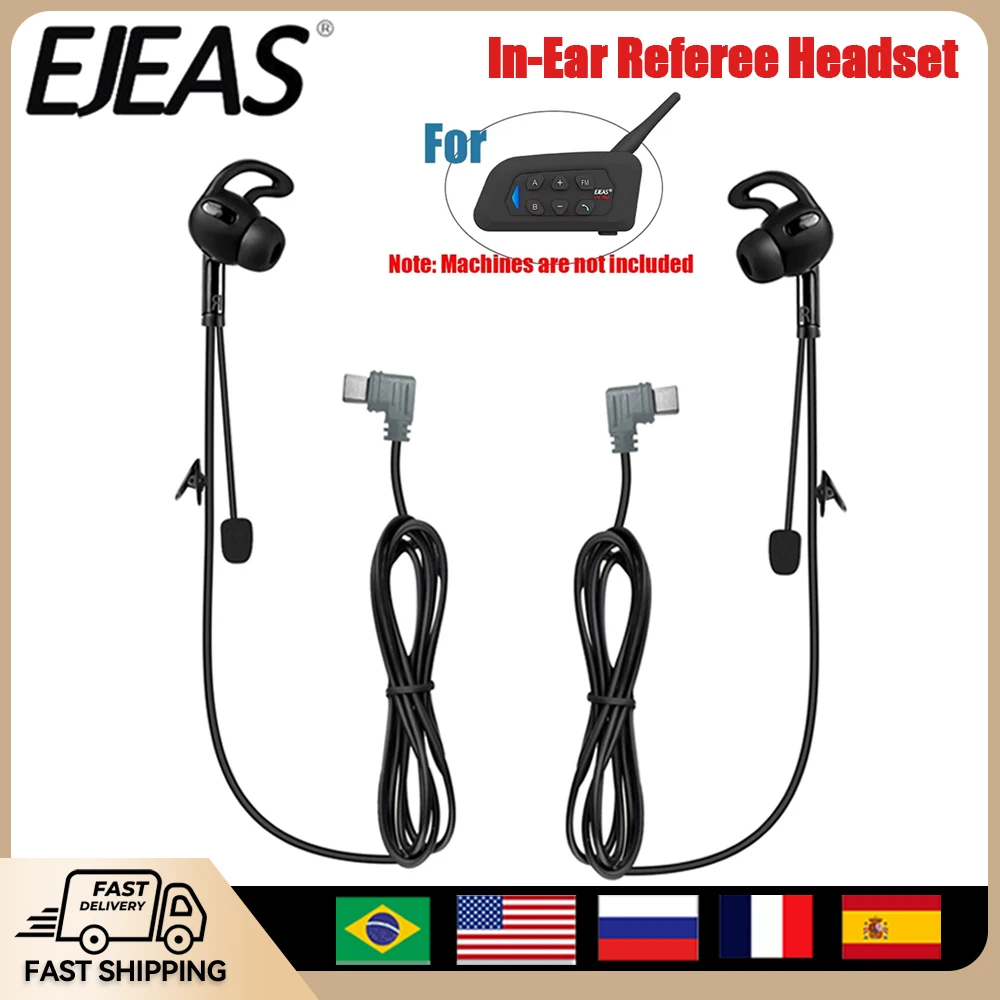 2PCS Left/Right Type-c EJEAS V4C Plus Referee Intercom Headphones In-ear Full Duplex Bluetooth Conference Interphone Accessories