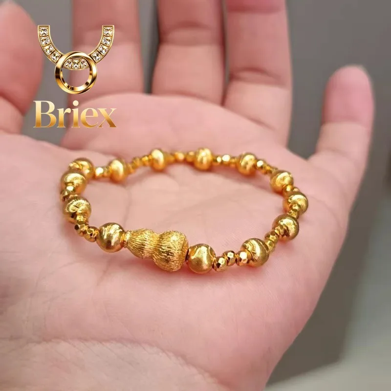 Briex Jewelry Matte Fortune Bead Bracelet Women's 24K Gold AU999 - Round versatile gold beads,low-key matte finish, for parties