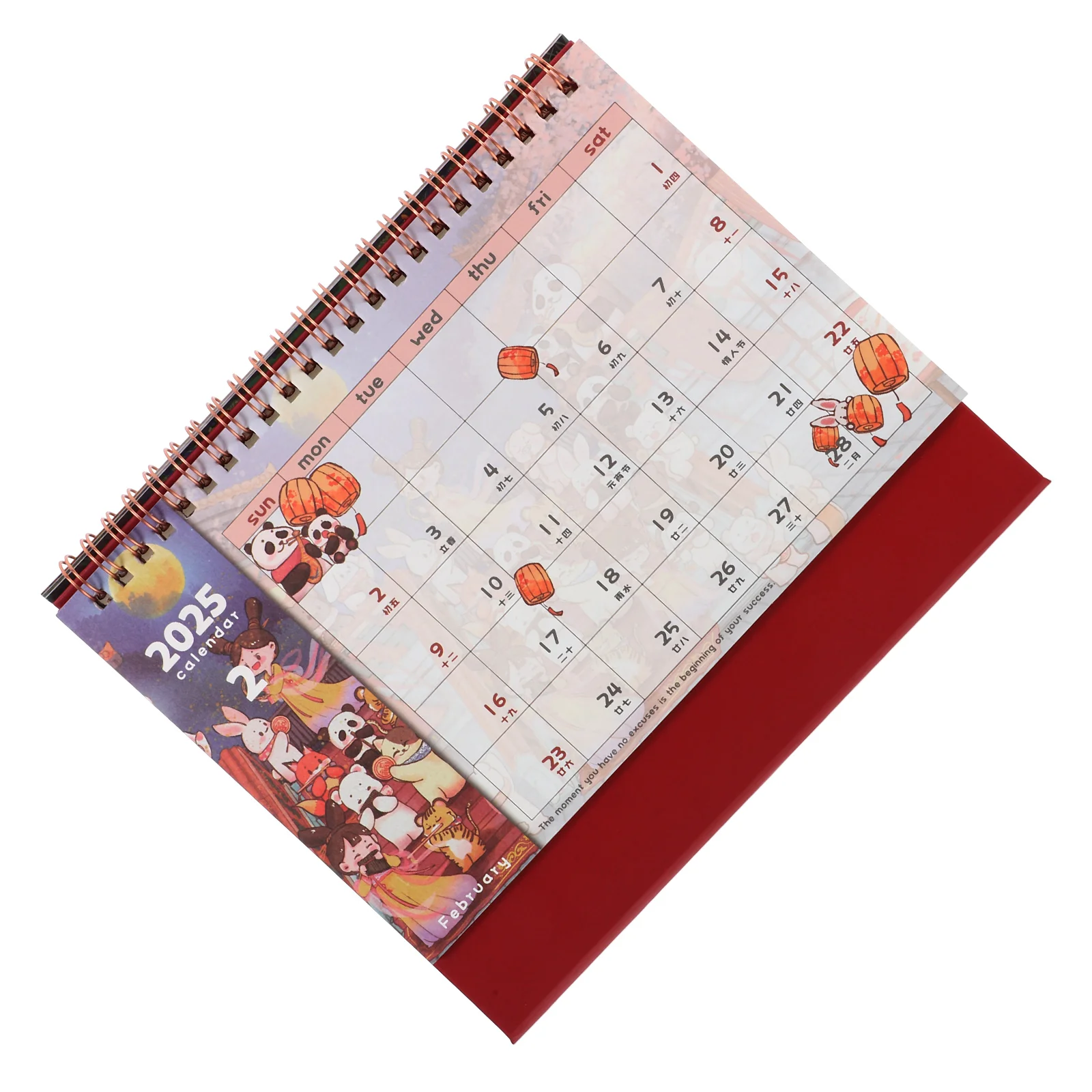 Lantern 2025 Desk Calendar Office Monthly Paper Table Top Accessories for Women