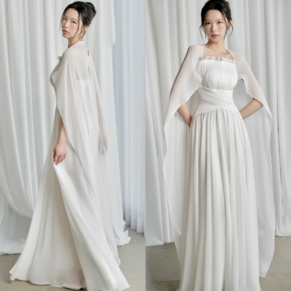 

Customized Classic Chiffon Evening Dress Exquisite Strapless Shawl Homecoming Dresses Formal Sweep Train Special Occasion Gowns