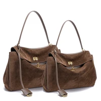 2025 Autumn Winter Women's Suede genuine leather Bag Shoulder Handbag Large Capacity Single Tote Bag Handbag Luxury Designer Bag - Image 2