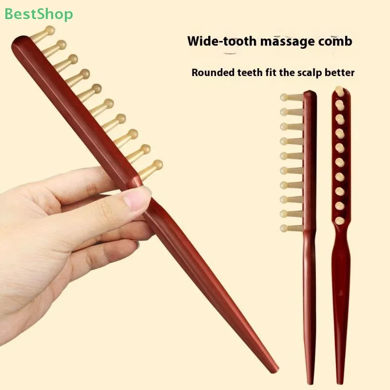 

Деревянная расческа с длинной ручкой и широкими зубьями для завивки волос и укладки волос, профессиональный салонный инструмент для черных волос и париков