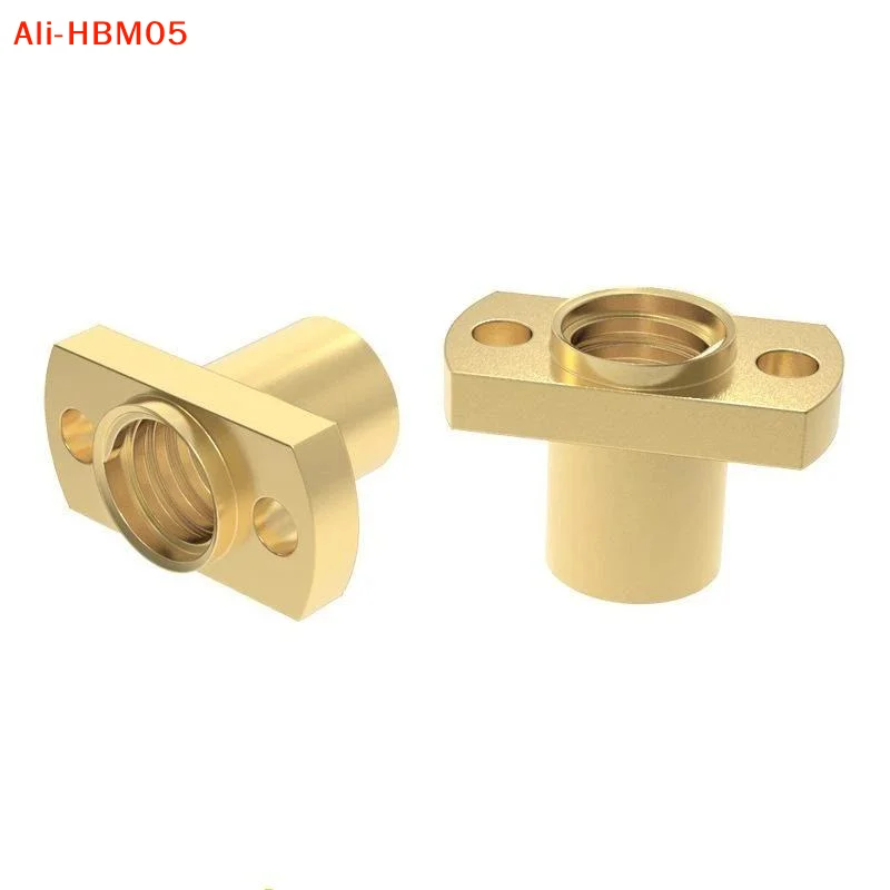 (HB05)T8 Lead Screw Nut, T- Type Double Cutting Edge Brass Flange Lead Screw Nut 3D Printer Accessory, Pitch 2mm Lead 2mm/8mm