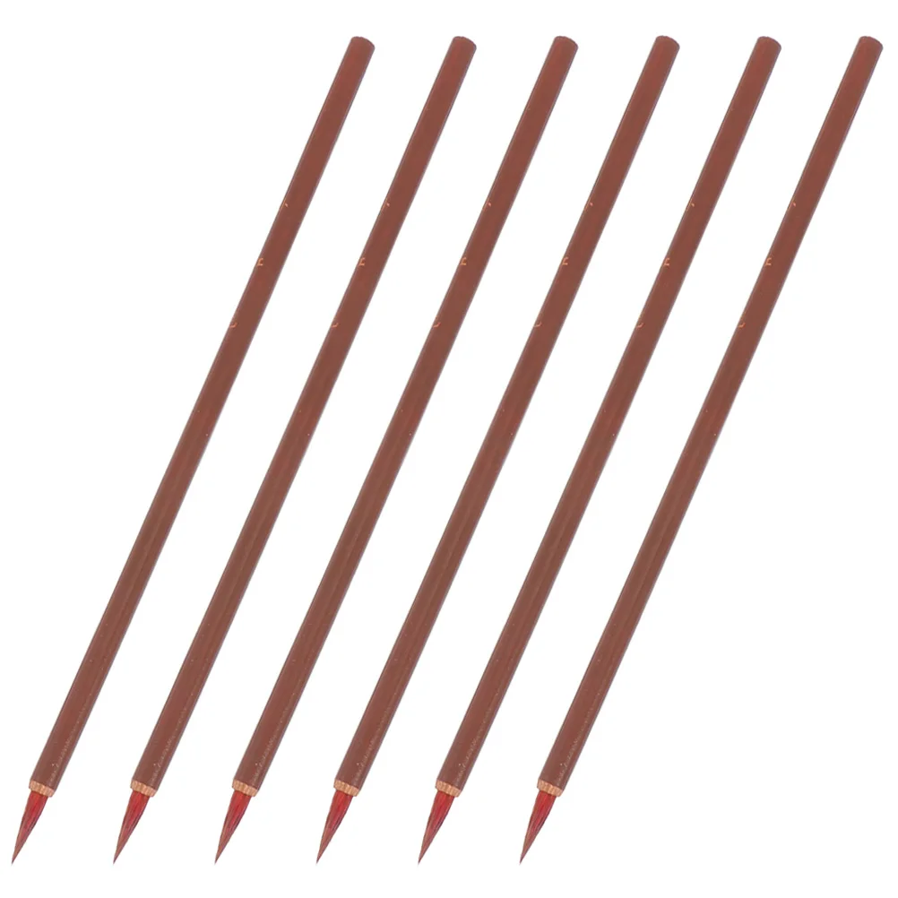 

6 Pcs Small Red Hairbrushes Material Calligraphy Writing Tools Watercolor Painting Drawing Gifts Supplies