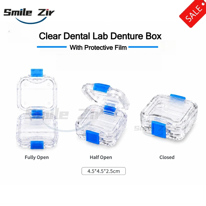 Dental Lab Transparent Denture Box Clear Dental Crown Packaging Case Box Dental Veneer Box with Protective Membrane