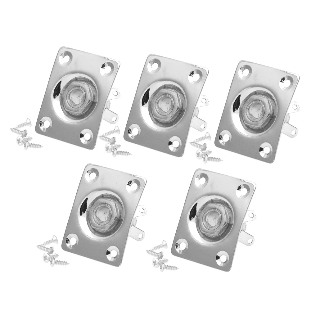 

5 Pcs Socket Cover Plate Guitar Jack Silver Parts Accessories Replacement Connectors Stereo