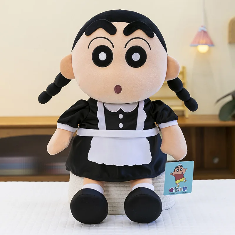 Kawaii Stuffed Doll Plush Toy Cute Crayon Shin Chan Maid Outfit Running Figure Kids Birthday Christmas Gift Plushie Pillow 120cm