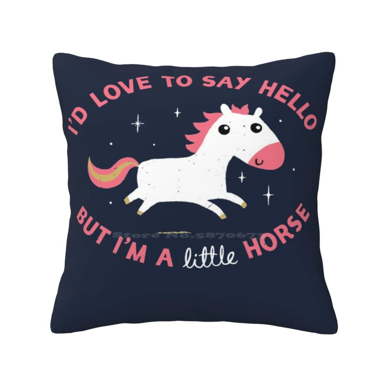 I'M A Little Horse Pillows Case Bedroom Home Decoration Horse Cute Type Typography Funny Little Character Dinomike