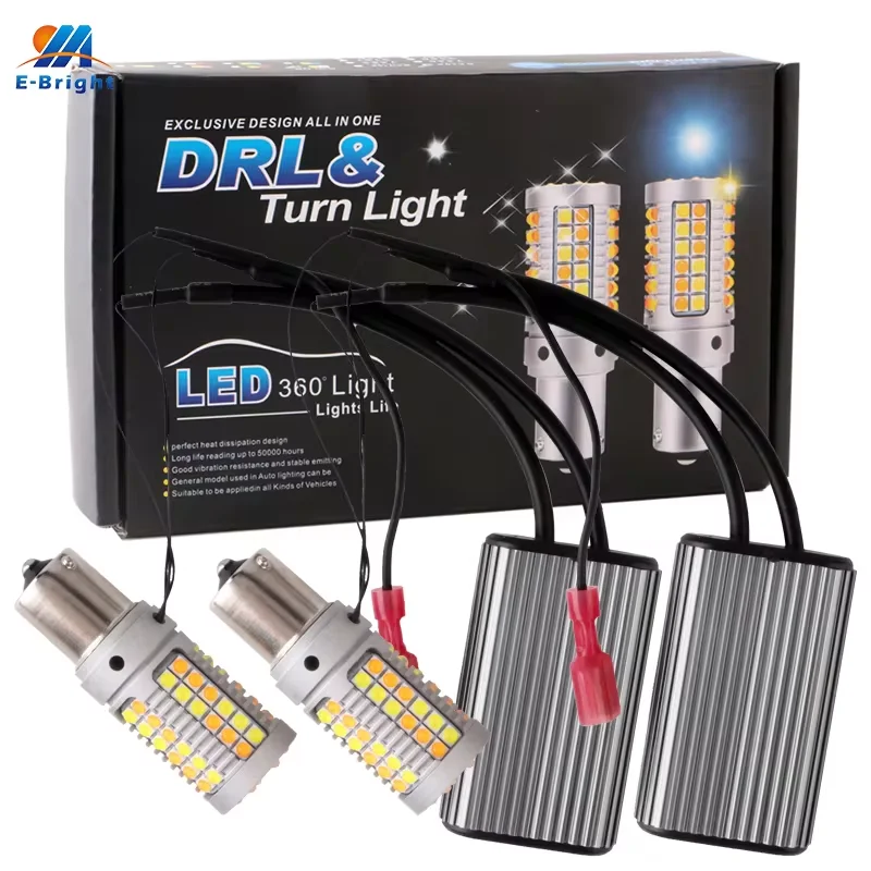 1Set 1156 P21W BA15S PY21W BAU15S 3156 7440 W21W 3030 NO Error LED Canbus Car DRL Turn Signal Light 12V DC Switchback Dual Color