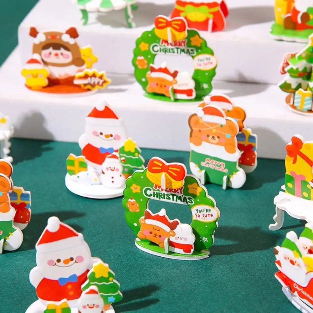 Santa Claus Christmas 3D Puzzle Snowman Christmas Tree DIY Mini Christmas Tree Random style Reindeer Kids Xmas Arts Puzzle