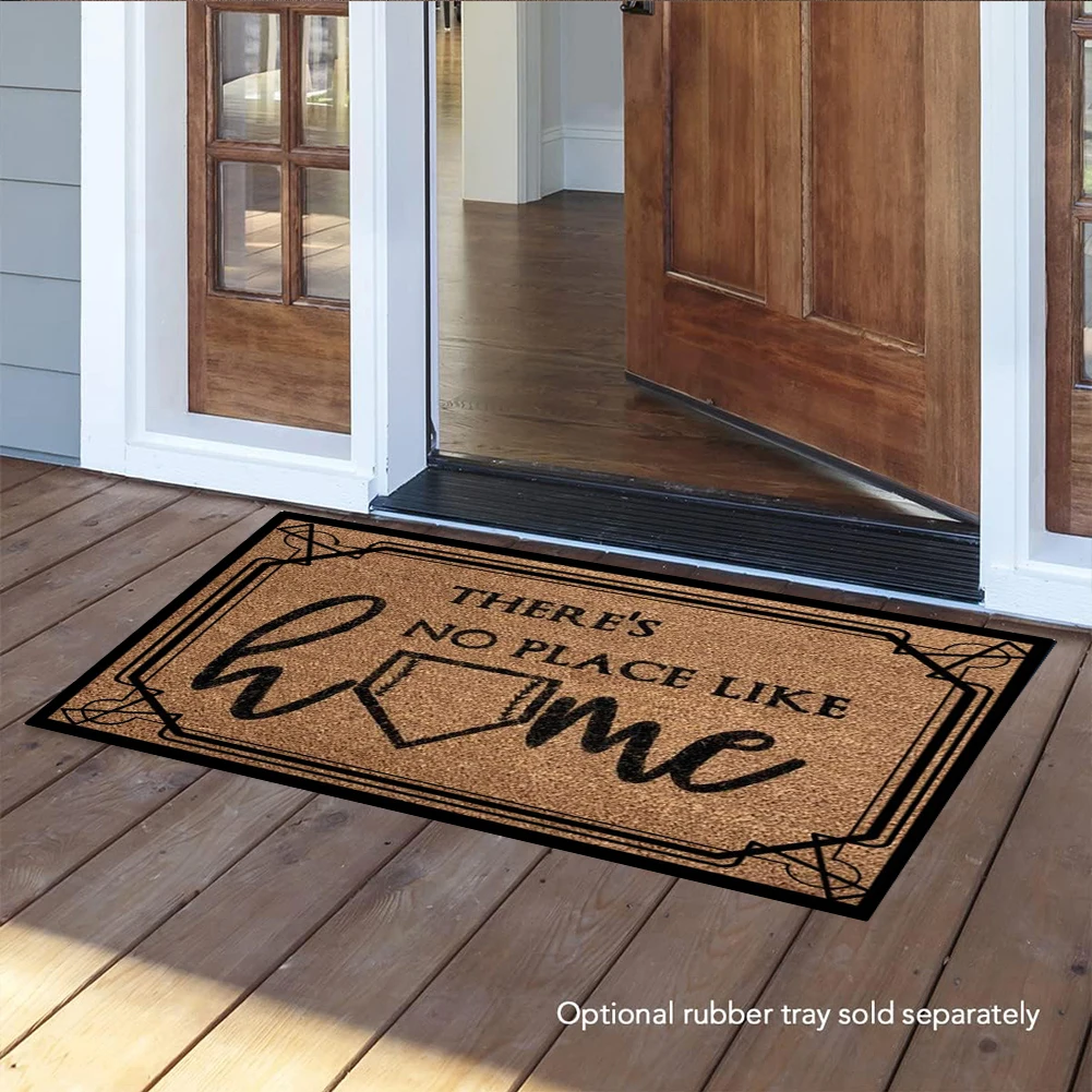 

There's No Place Like Home Baseball Door Mat Rubber Backing Anti-Slip Entrance Doormat Outdoor Porch Front Floor Mat Rug Decor