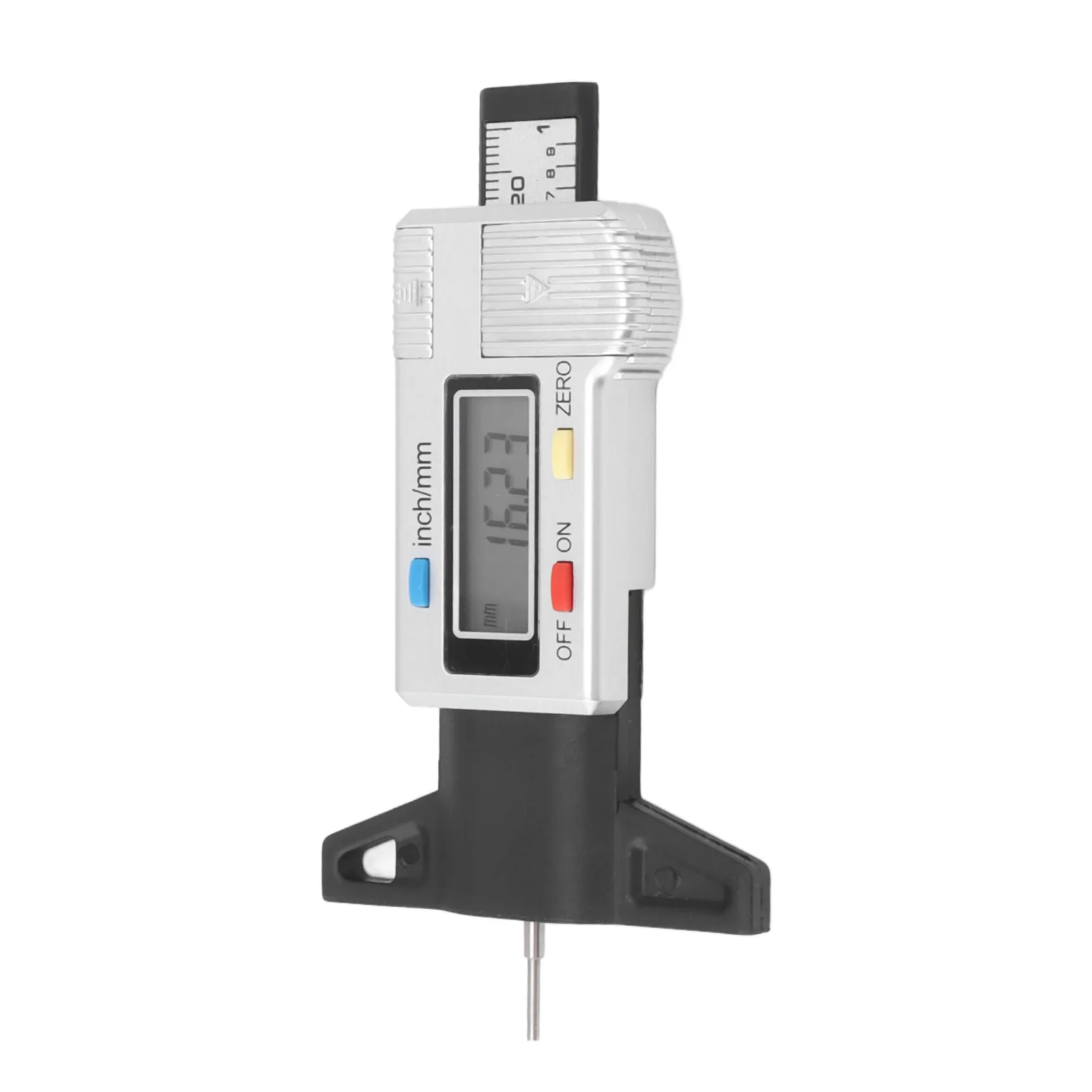 LCD Display Tire Tread Depth Gauge Plastic mm Inch Conversion Tread Wear Indicator Sliding Probe Zero Setting Function