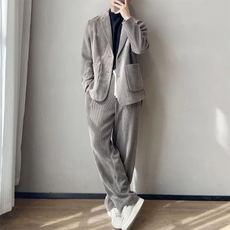 Premium Corduroy Suit Maillard Dopamine Men's Autumn Winter Casual Business Suit Jacket