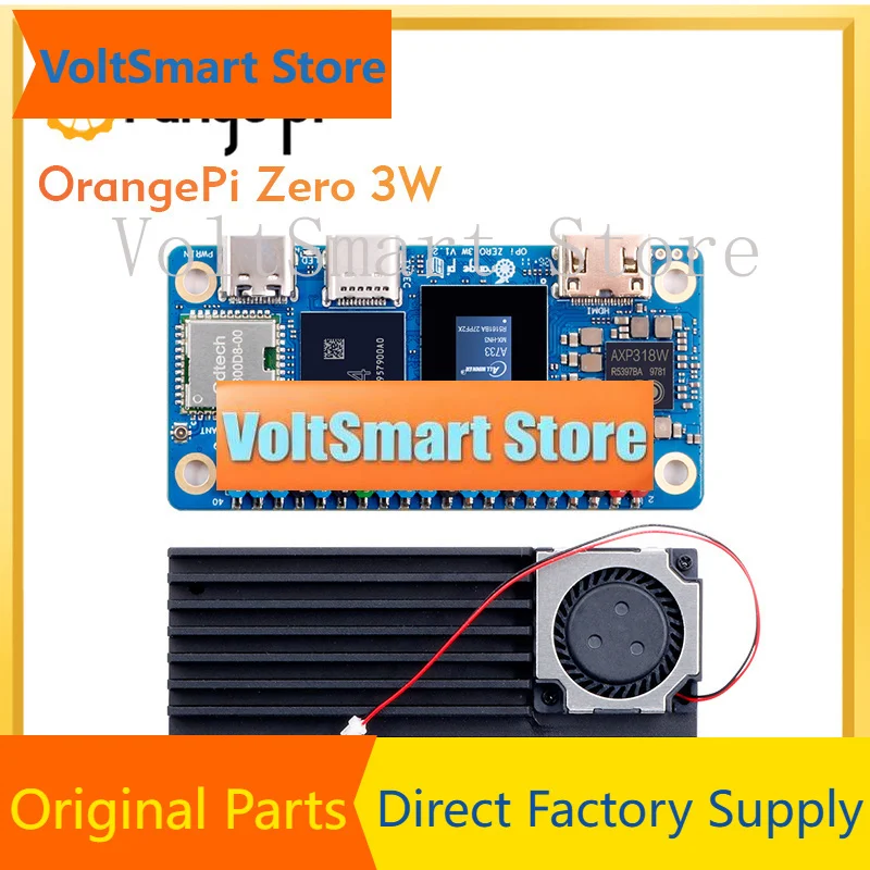 VoltSOrange Pi Zero3W 6G+Cooling Fan+5V3A TypeC Power Supply, LPDDR5 Mini PC Allwinner A733 Single Board Computer