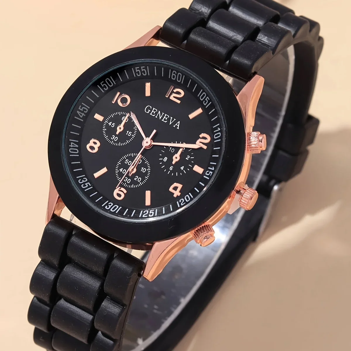 3pcs/set, Fashion Silicone Strap Quartz Wrist Watch Set, Ideal For Holiday Gift